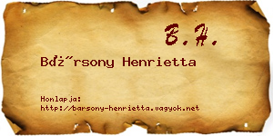 Bársony Henrietta névjegykártya